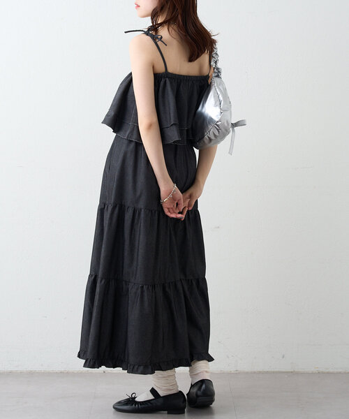 w closet（ダブルクローゼット）の「デニムキャミスカートセット（スカート・レディース・ブラック/ネイビー・0/1）」の5枚目の写真