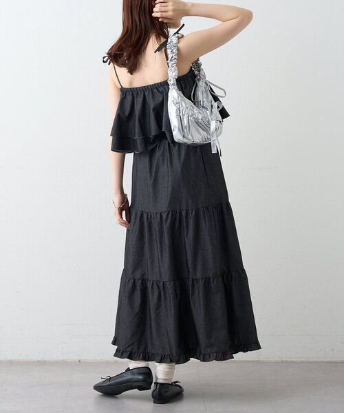 w closet（ダブルクローゼット）の「デニムキャミスカートセット（スカート・レディース・ブラック/ネイビー・0/1）」の8枚目の写真
