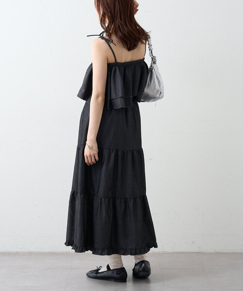 w closet（ダブルクローゼット）の「デニムキャミスカートセット（スカート・レディース・ブラック/ネイビー・0/1）」の9枚目の写真