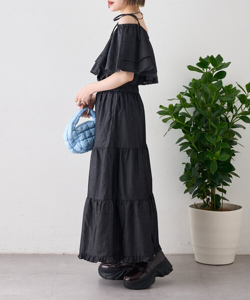 w closet（ダブルクローゼット）の「デニムキャミスカートセット（スカート・レディース・ブラック/ネイビー・0/1）」の16枚目の写真