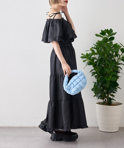 w closet（ダブルクローゼット）の「デニムキャミスカートセット（スカート・レディース・ブラック/ネイビー・0/1）」の17枚目の写真