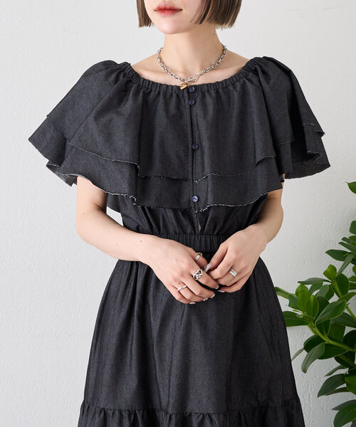 w closet（ダブルクローゼット）の「デニムキャミスカートセット（スカート・レディース・ブラック/ネイビー・0/1）」の20枚目の写真