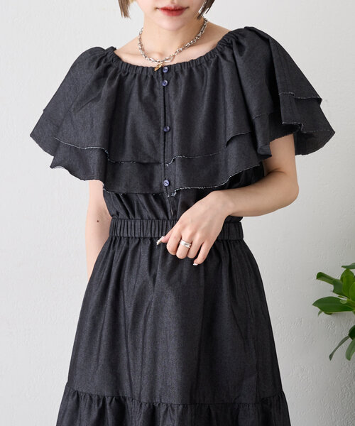 w closet（ダブルクローゼット）の「デニムキャミスカートセット（スカート・レディース・ブラック/ネイビー・0/1）」の21枚目の写真