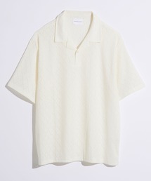 【WEARSTAND/ウェアスタンド】Lace Open Collar Polo Shirt / ダイヤレースオープンカラーポロシャツ