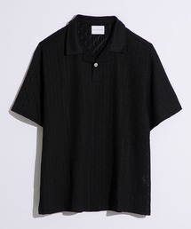【WEARSTAND/ウェアスタンド】Lace Open Collar Polo Shirt / ダイヤレースオープンカラーポロシャツ