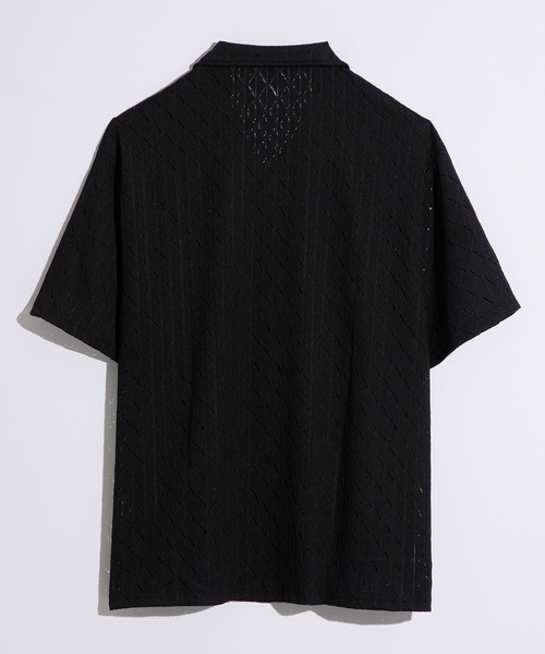 WEARSTAND（ウェアスタンド）の「【WEARSTAND/ウェアスタンド】Lace Open Collar Polo Shirt / ダイヤレースオープンカラーポロシャツ（ポロシャツ・メンズ・ブラウン/アイボリー/ブラック・MEDIUM/LARGE/X-LARGE）」の7枚目の写真