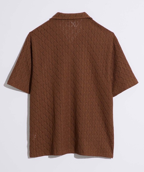 WEARSTAND（ウェアスタンド）の「【WEARSTAND/ウェアスタンド】Lace Open Collar Polo Shirt / ダイヤレースオープンカラーポロシャツ（ポロシャツ・メンズ・ブラウン/アイボリー/ブラック・MEDIUM/LARGE/X-LARGE）」の9枚目の写真