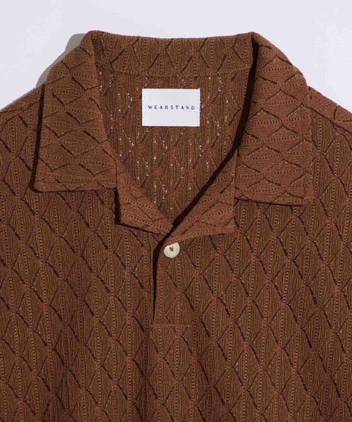 WEARSTAND（ウェアスタンド）の「【WEARSTAND/ウェアスタンド】Lace Open Collar Polo Shirt / ダイヤレースオープンカラーポロシャツ（ポロシャツ・メンズ・ブラウン/アイボリー/ブラック・MEDIUM/LARGE/X-LARGE）」の10枚目の写真