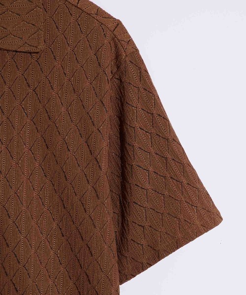 WEARSTAND（ウェアスタンド）の「【WEARSTAND/ウェアスタンド】Lace Open Collar Polo Shirt / ダイヤレースオープンカラーポロシャツ（ポロシャツ・メンズ・ブラウン/アイボリー/ブラック・MEDIUM/LARGE/X-LARGE）」の11枚目の写真