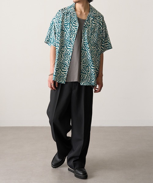 HAUS(ハウス)の「【HAUS】ジオメトリック オープンカラーシャツ(シャツ/ブラウス・メンズ・ブラック/グリーン・M/L)」の9枚目の写真