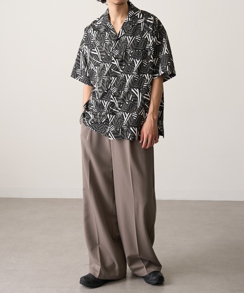 HAUS(ハウス)の「【HAUS】ジオメトリック オープンカラーシャツ(シャツ/ブラウス・メンズ・ブラック/グリーン・M/L)」の5枚目の写真
