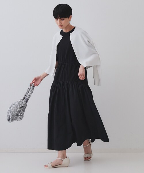 OPAQUE.CLIP(オペークドットクリップ)の「フィット&フレアドッキングワンピース【洗濯機洗い可】(ワンピース・レディース・ブラック/チャコールグレー/ベージュ・40/38/42)」の12枚目の写真