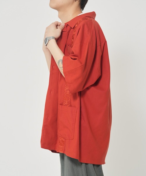 ROUGH TRADE（ラフトレード）の「麻レーヨン キューバシャツ(M1)（シャツ/ブラウス・メンズ・レッド系その他/イエロー/アイボリー/ブルー・MEDIUM/LARGE/X-LARGE）」の15枚目の写真