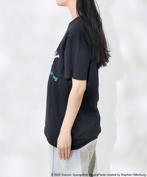 スポンジボブコラボ　長袖カットソー ブラック スポンジボブコラボ 長袖カットソー ブラック