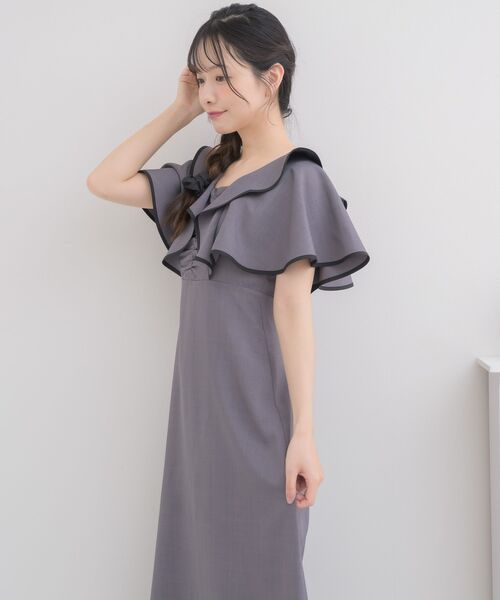 Heart E 水玉パイピング　黒 フリル　ワンピース　懐古ロリータ　ミルク原宿 配色パイピングフリルワンピース[品番：AMTW0009370]｜JUNOAH