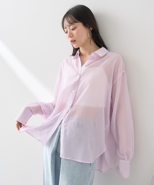エリー　ellie ストライプシャツ ストライプオーバーシャツ【WHITE】 – ELLIE