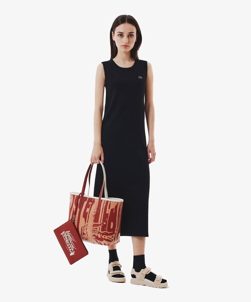 LACOSTE（ラコステ）の「ノースリーブ ロングリブニットドレス / リブニットワンピース（ワンピース・レディース・ブラック/グレイッシュブルー/ブラウン・34/36/38/40）」の11枚目の写真