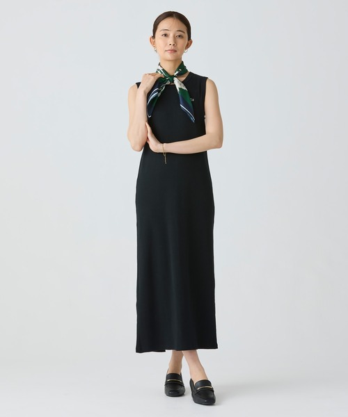 【LACOSTE】ノースリーブリブニットドレスワンピース セール】ノースリーブ ロングリブニットドレス / リブニット