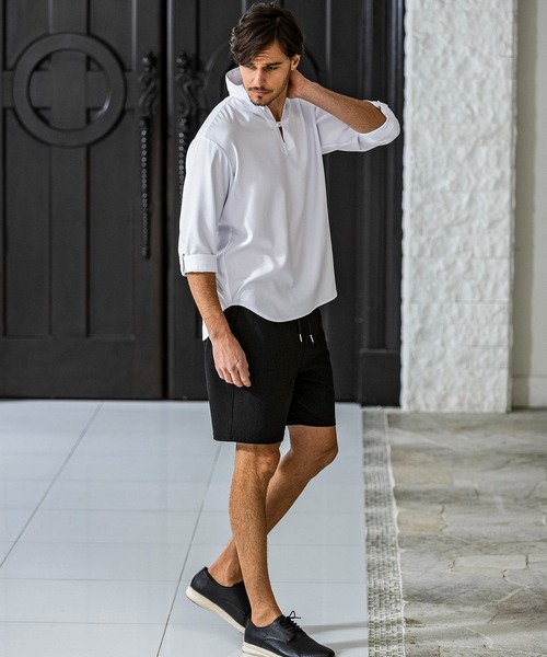 AKM Contemporary（エイケイエムコンテンポラリー）の「【WEB・直営店限定】AKM Contemporary(エイケイエムコンテンポラリー)シアサッカー素材 リゾートスタイル ショートパンツ ハーフパンツ (柔軟性/通気性)（その他パンツ・メンズ・ブラック/ブラック×ホワイト・S/M/L/XL）」の10枚目の写真