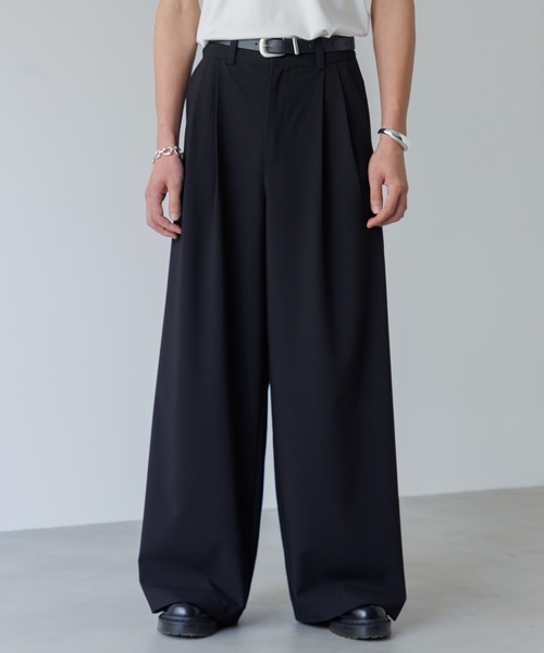SINSSスラックス Two tuck wide straight slacks / 2タックワイドストレート