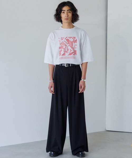 SINSSスラックス SINSS スラックス Center press two tuck wide straight slacks