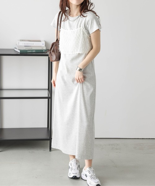 SUGAR BISKET(シュガービスケット)の「フェザービスチェ×カットリブワンピース セット(ワンピース・レディース・杢グレー/チャコール/オリーブ/ブラック・L/M)」の3枚目の写真
