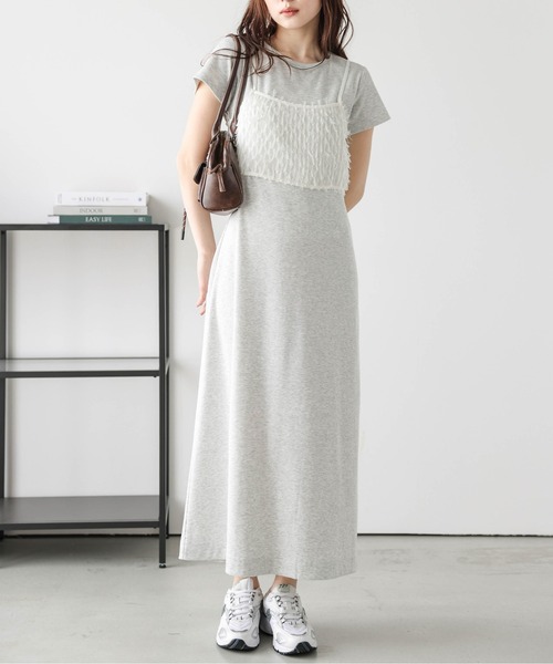 SUGAR BISKET(シュガービスケット)の「フェザービスチェ×カットリブワンピース セット(ワンピース・レディース・杢グレー/チャコール/オリーブ/ブラック・L/M)」の9枚目の写真