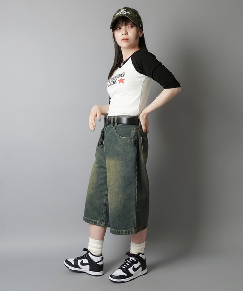 セール】7分丈ピタTシャツ/ラグランロゴ（Tシャツ/カットソー