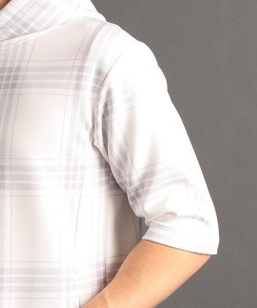 MONSIEUR NICOLE(ムッシュニコル)の「【canal deux Luxe】チェック柄 ダンボールニット半袖パーカ(Tシャツ/カットソー・メンズ・ホワイト/ブラック/チャコールグレー・LARGE/X-LARGE/MEDIUM)」の5枚目の写真