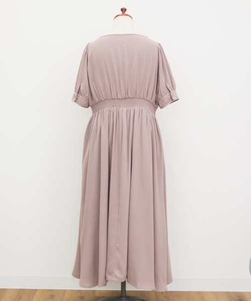 CLETTE（クレット）の「ボレロドッキング風シャーリングワンピース（ワンピース・レディース・ネイビー/ピンク/ブラック系その他/ブラウン系その他・4L/3L/LL）」の20枚目の写真
