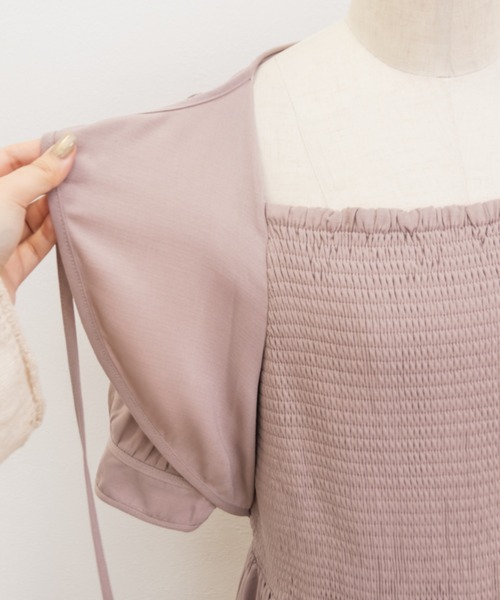 CLETTE（クレット）の「ボレロドッキング風シャーリングワンピース（ワンピース・レディース・ネイビー/ピンク/ブラック系その他/ブラウン系その他・4L/3L/LL）」の15枚目の写真