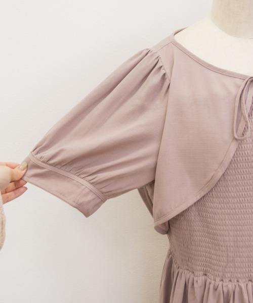 CLETTE（クレット）の「ボレロドッキング風シャーリングワンピース（ワンピース・レディース・ネイビー/ピンク/ブラック系その他/ブラウン系その他・4L/3L/LL）」の13枚目の写真