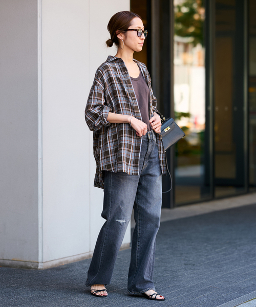 FRAMeWORK（フレームワーク）の「ライトフレンチリネンチェックシャツ（シャツ/ブラウス・レディース・ブラック/ブラウン・FREE）」の18枚目の写真