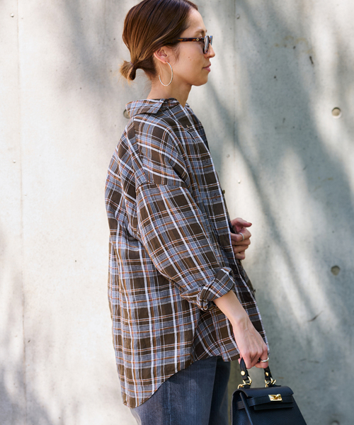 FRAMeWORK（フレームワーク）の「ライトフレンチリネンチェックシャツ（シャツ/ブラウス・レディース・ブラック/ブラウン・FREE）」の21枚目の写真