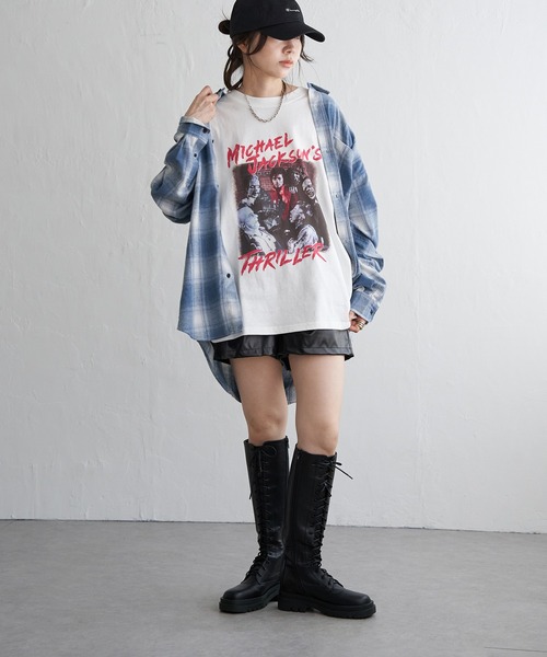 VENCEEXCHANGE（ヴァンスエクスチェンジ）の「Michael Jackson マイケル・ジャクソン ThrillerプリントTee（Tシャツ/カットソー・メンズ・チャコール/ホワイト・L/M/LL）」の5枚目の写真