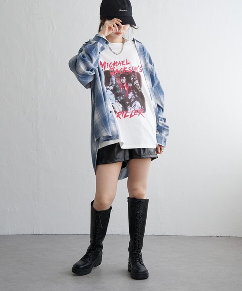 VENCEEXCHANGE（ヴァンスエクスチェンジ）の「Michael Jackson マイケル・ジャクソン ThrillerプリントTee（Tシャツ/カットソー・メンズ・チャコール/ホワイト・L/M/LL）」の6枚目の写真