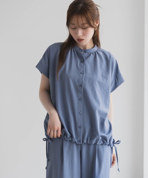 HusHusH（ハッシュアッシュ）の「HusHusH バンドカラーブラウス（シャツ/ブラウス・レディース・ブルー/グレイッシュベージュ/ブラック・M/L）」の3枚目の写真