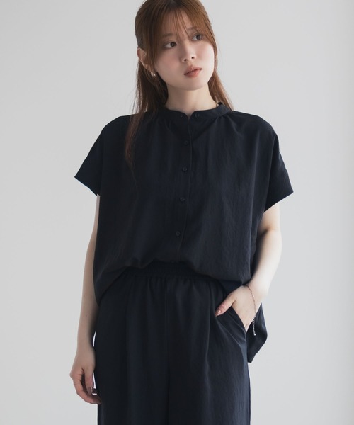 HusHusH（ハッシュアッシュ）の「HusHusH バンドカラーブラウス（シャツ/ブラウス・レディース・ブルー/グレイッシュベージュ/ブラック・M/L）」の6枚目の写真