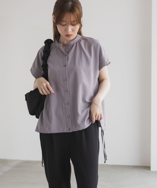 HusHusH（ハッシュアッシュ）の「HusHusH バンドカラーブラウス（シャツ/ブラウス・レディース・ブルー/グレイッシュベージュ/ブラック・M/L）」の14枚目の写真