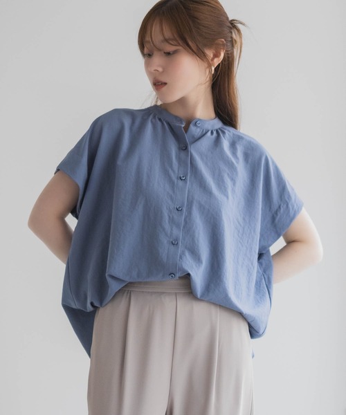 HusHusH（ハッシュアッシュ）の「HusHusH バンドカラーブラウス（シャツ/ブラウス・レディース・ブルー/グレイッシュベージュ/ブラック・M/L）」の19枚目の写真