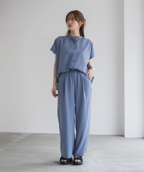 HusHusH（ハッシュアッシュ）の「HusHusH バンドカラーブラウス（シャツ/ブラウス・レディース・ブルー/グレイッシュベージュ/ブラック・M/L）」の21枚目の写真