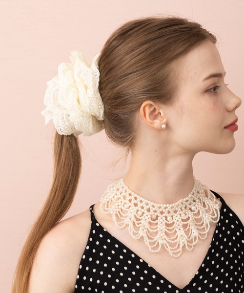 セール】【Merry Gem】フラワーレースシュシュ ヘアゴム KNF-TP