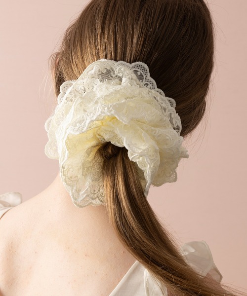 セール】【Merry Gem】フラワーレースシュシュ ヘアゴム KNF-TP