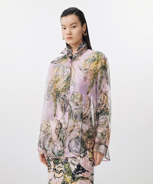 VERSUS パームツリー ゼブラ ボタニカルシャツ シルクシャツ New Flower Dress Shirt・ボタニカルシャツ