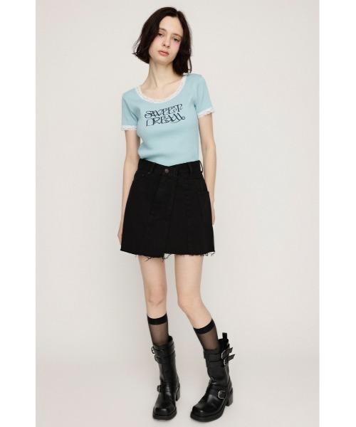 FRONT LOGO RIB TOPS フロント ロゴ リブ トップス 半袖 夏服（T