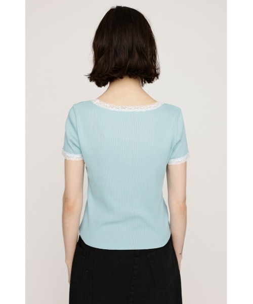tシャツ FRONT LOGO RIB TOPS フロント ロゴ リブ トップス 半袖 夏服 レディース FRONT LOGO RIB TOPS フロント ロゴ リブ トップス 半袖 夏服（T