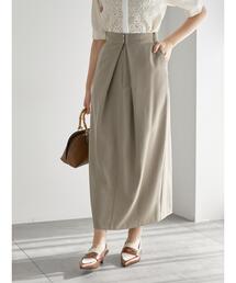 Te chichi | 麻調フロントホックタックナロースカート(セットアップ可)(スカート)