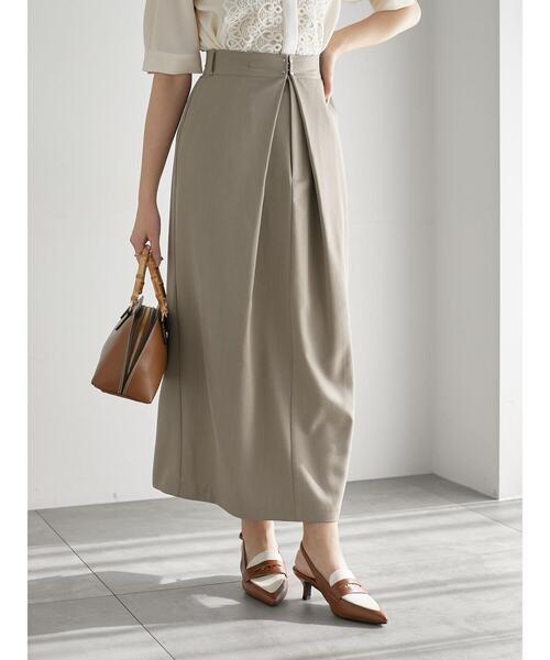 Te chichi(テチチ)の「麻調フロントホックタックナロースカート(セットアップ可)(スカート・レディース・ブラック/モカ・F)」の15枚目の写真