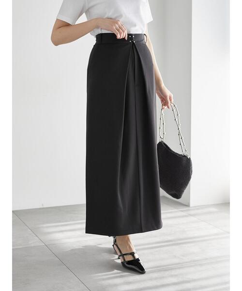 Te chichi(テチチ)の「麻調フロントホックタックナロースカート(セットアップ可)(スカート・レディース・ブラック/モカ・F)」の19枚目の写真