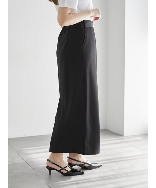 Te chichi(テチチ)の「麻調フロントホックタックナロースカート(セットアップ可)(スカート・レディース・ブラック/モカ・F)」の9枚目の写真